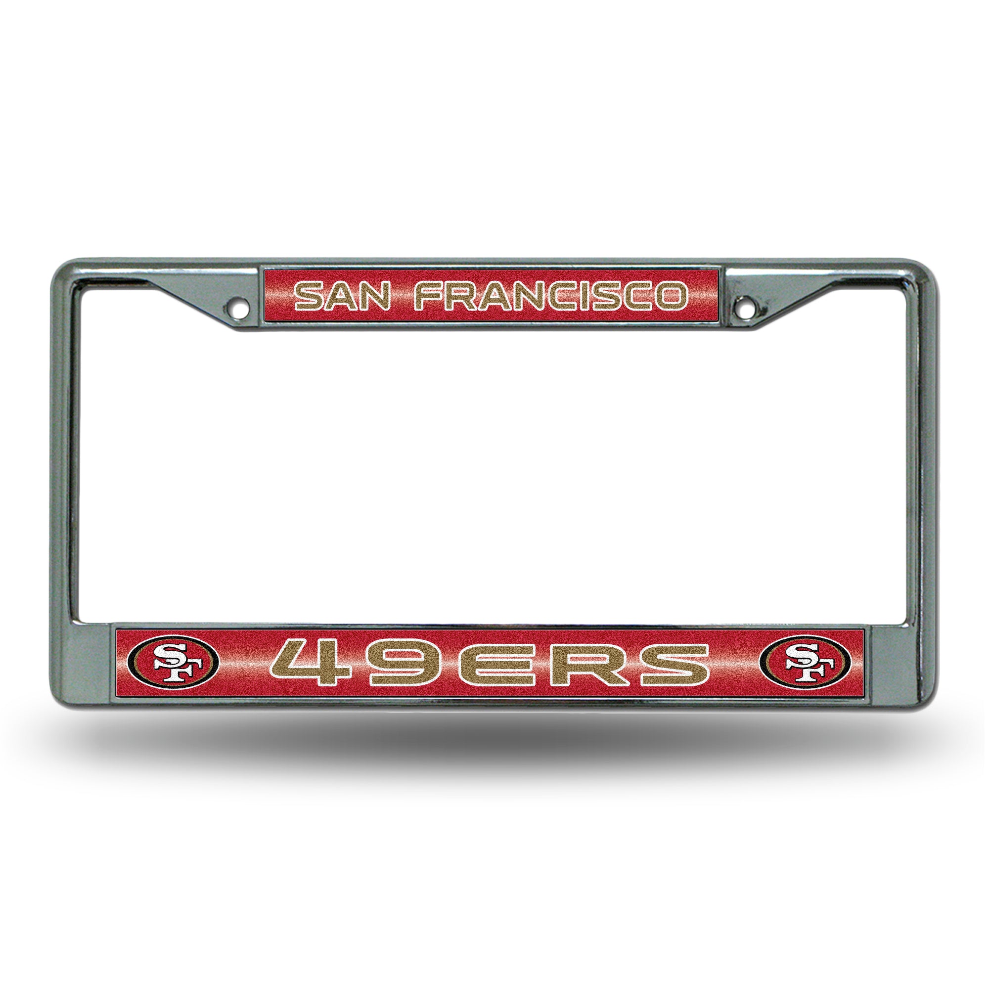 NFL Football San Francisco 49ers Classic 12" x 6" Silver Bling Chrome Car/Truck/SUV Auto Accessory