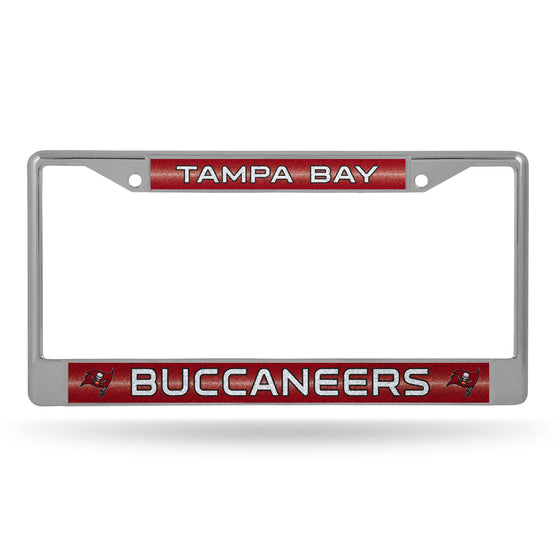 NFL Football Tampa Bay Buccaneers Classic 12" x 6" Silver Bling Chrome Car/Truck/SUV Auto Accessory