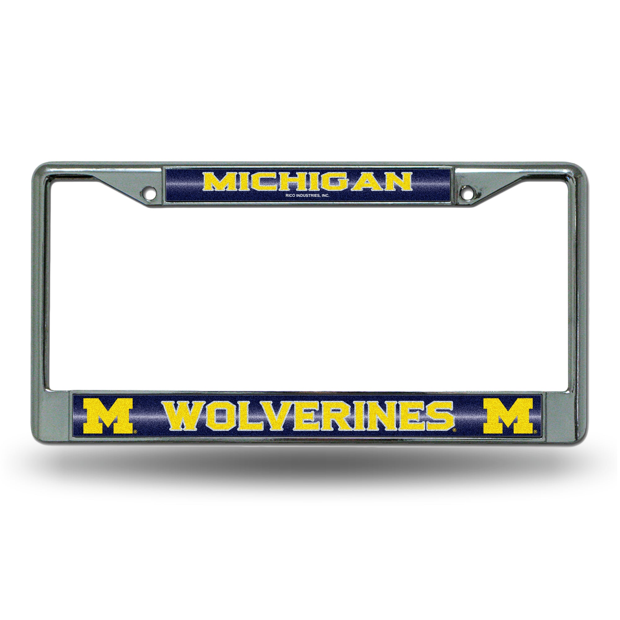 NCAA  Michigan Wolverines Classic 12" x 6" Silver Bling Chrome Car/Truck/SUV Auto Accessory