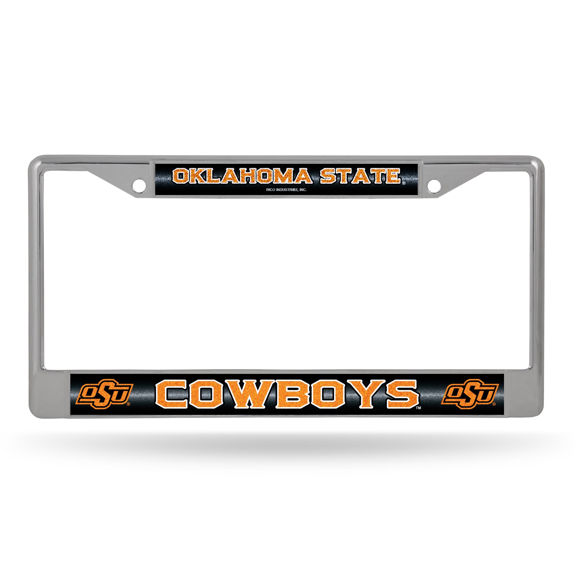 NCAA  Oklahoma State Cowboys Classic 12" x 6" Silver Bling Chrome Car/Truck/SUV Auto Accessory