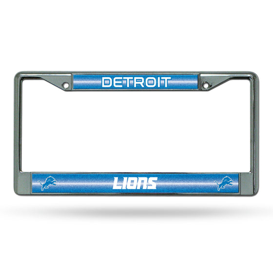 NFL Football Detroit Lions Classic 12" x 6" Silver Bling Chrome Car/Truck/SUV Auto Accessory