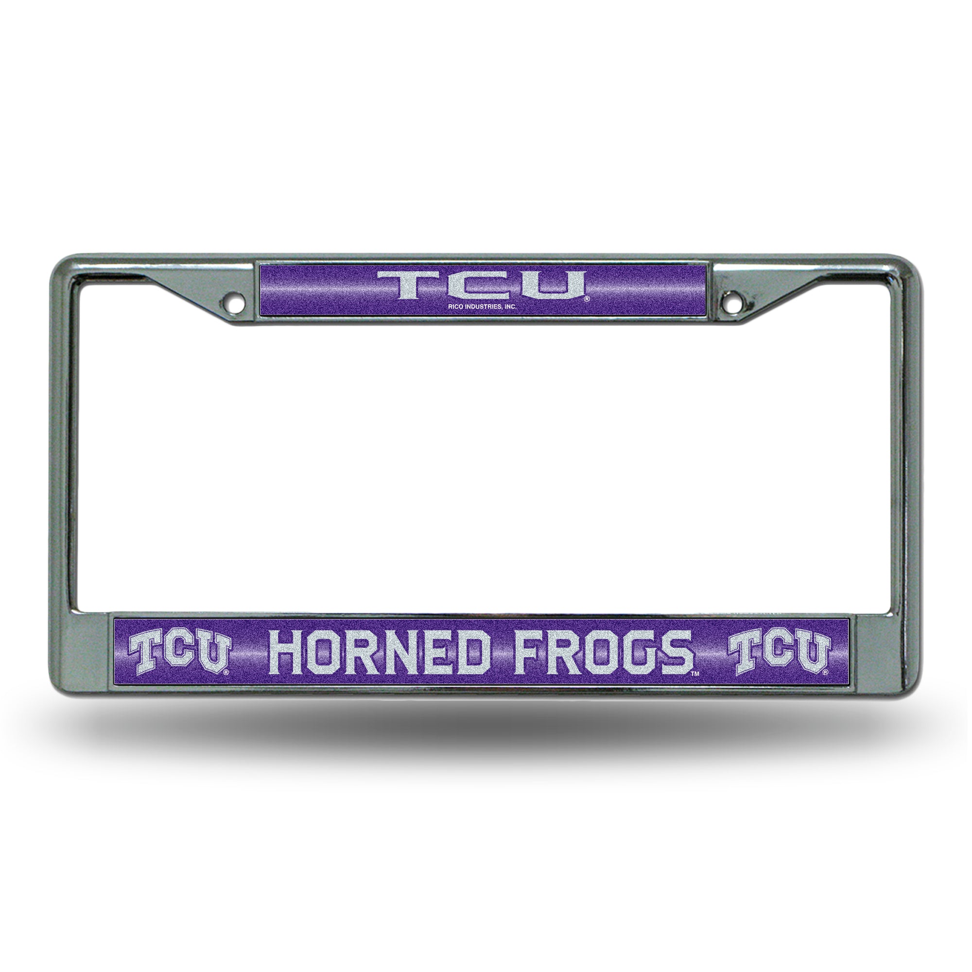 NCAA  TCU Horned Frogs Classic 12" x 6" Silver Bling Chrome Car/Truck/SUV Auto Accessory