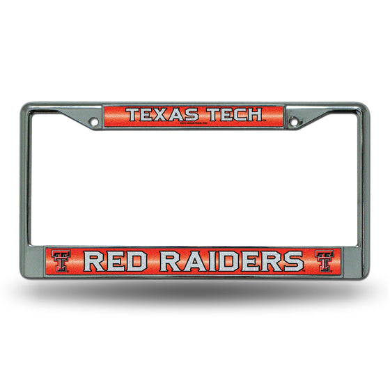 NCAA  Texas Tech Red Raiders Classic 12" x 6" Silver Bling Chrome Car/Truck/SUV Auto Accessory