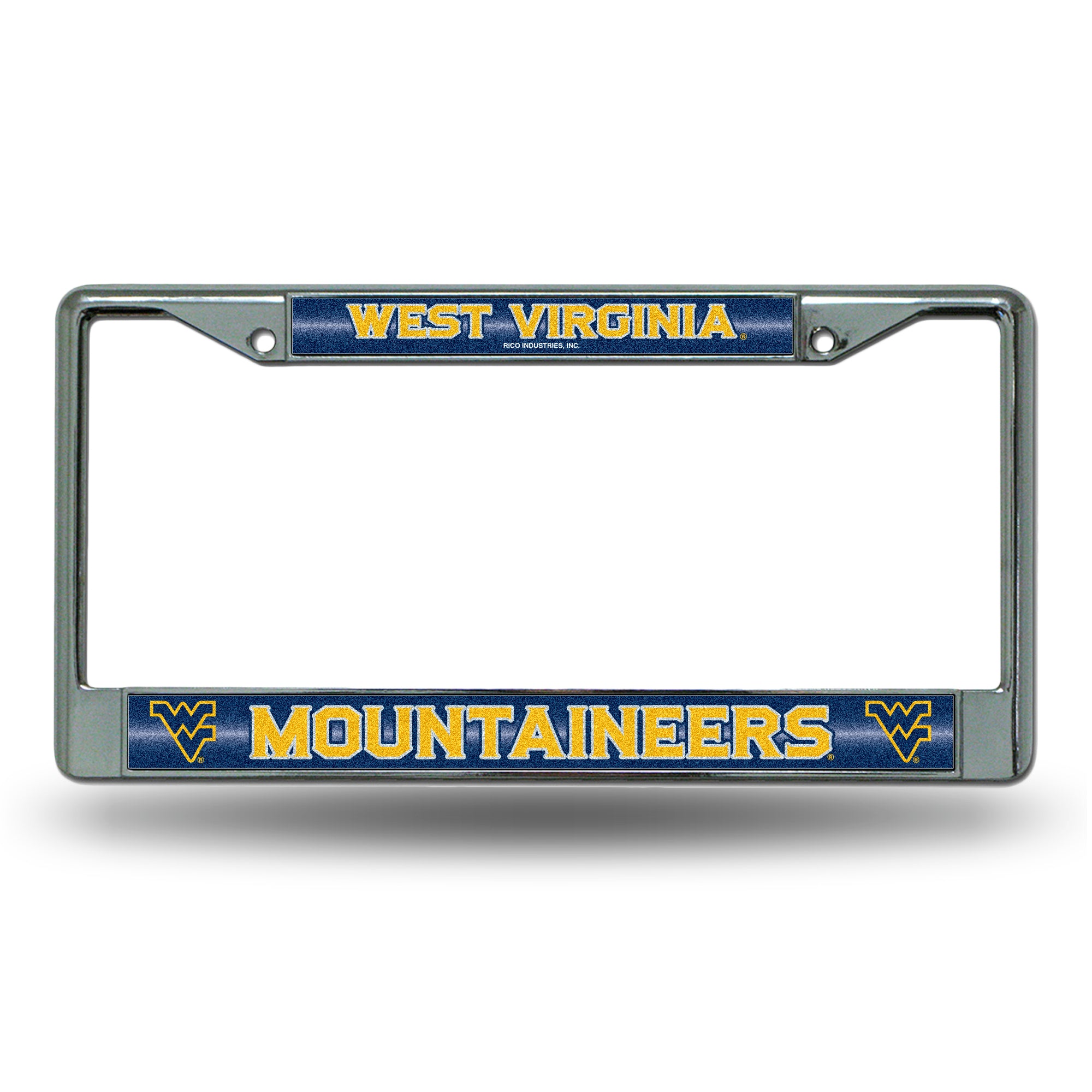 NCAA  West Virginia Mountaineers Classic 12" x 6" Silver Bling Chrome Car/Truck/SUV Auto Accessory