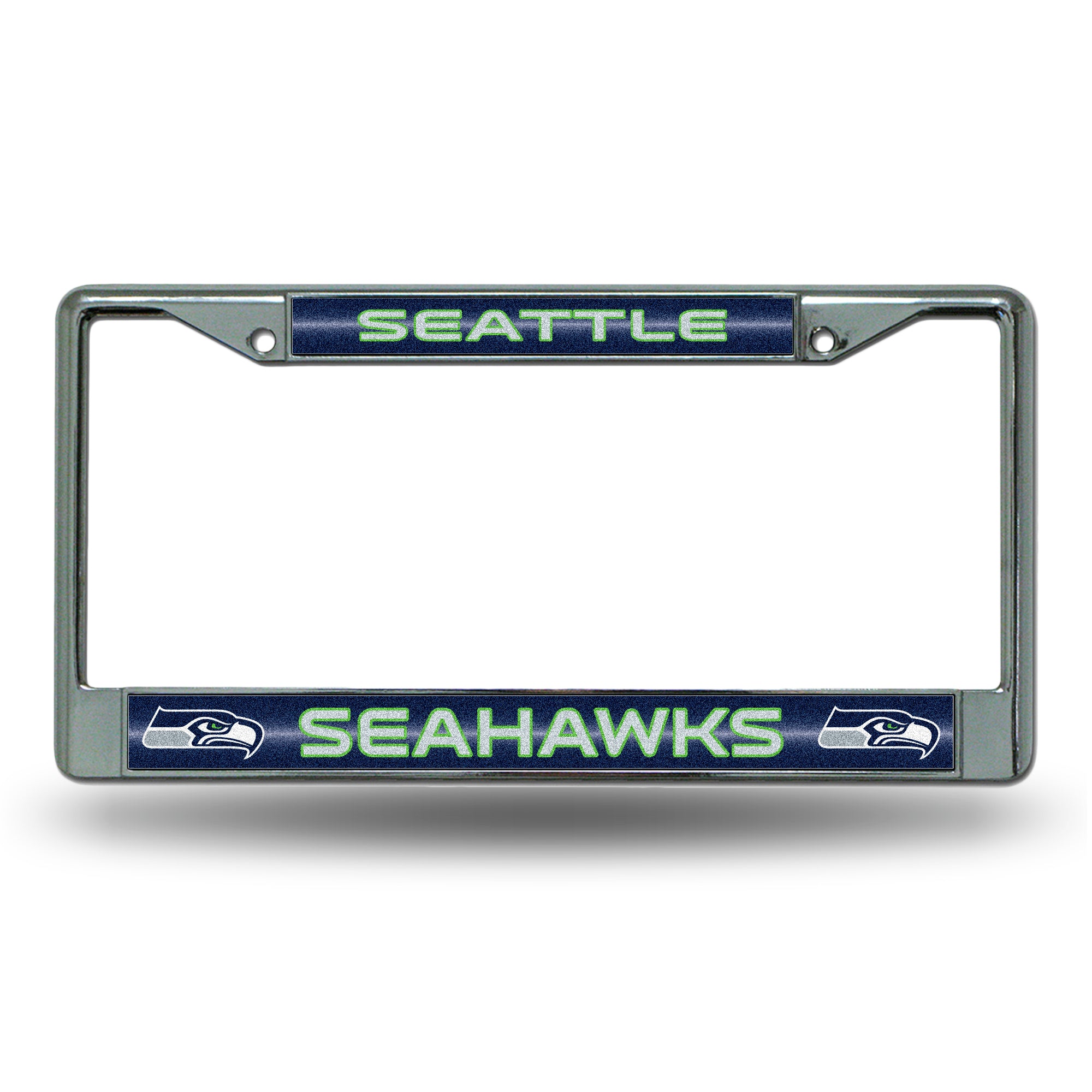 NFL Football Seattle Seahawks Classic 12" x 6" Silver Bling Chrome Car/Truck/SUV Auto Accessory