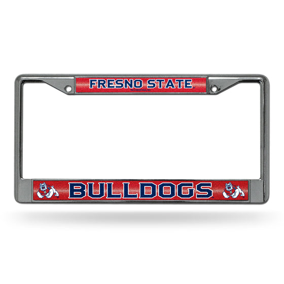NCAA  Fresno State Bulldogs Classic 12" x 6" Silver Bling Chrome Car/Truck/SUV Auto Accessory