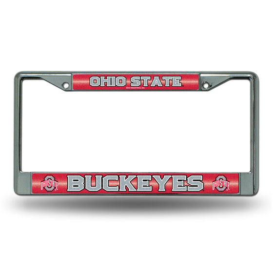 NCAA  Ohio State Buckeyes Classic 12" x 6" Silver Bling Chrome Car/Truck/SUV Auto Accessory