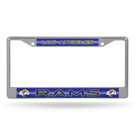 NFL Football Los Angeles Rams Classic 12" x 6" Silver Bling Chrome Car/Truck/SUV Auto Accessory
