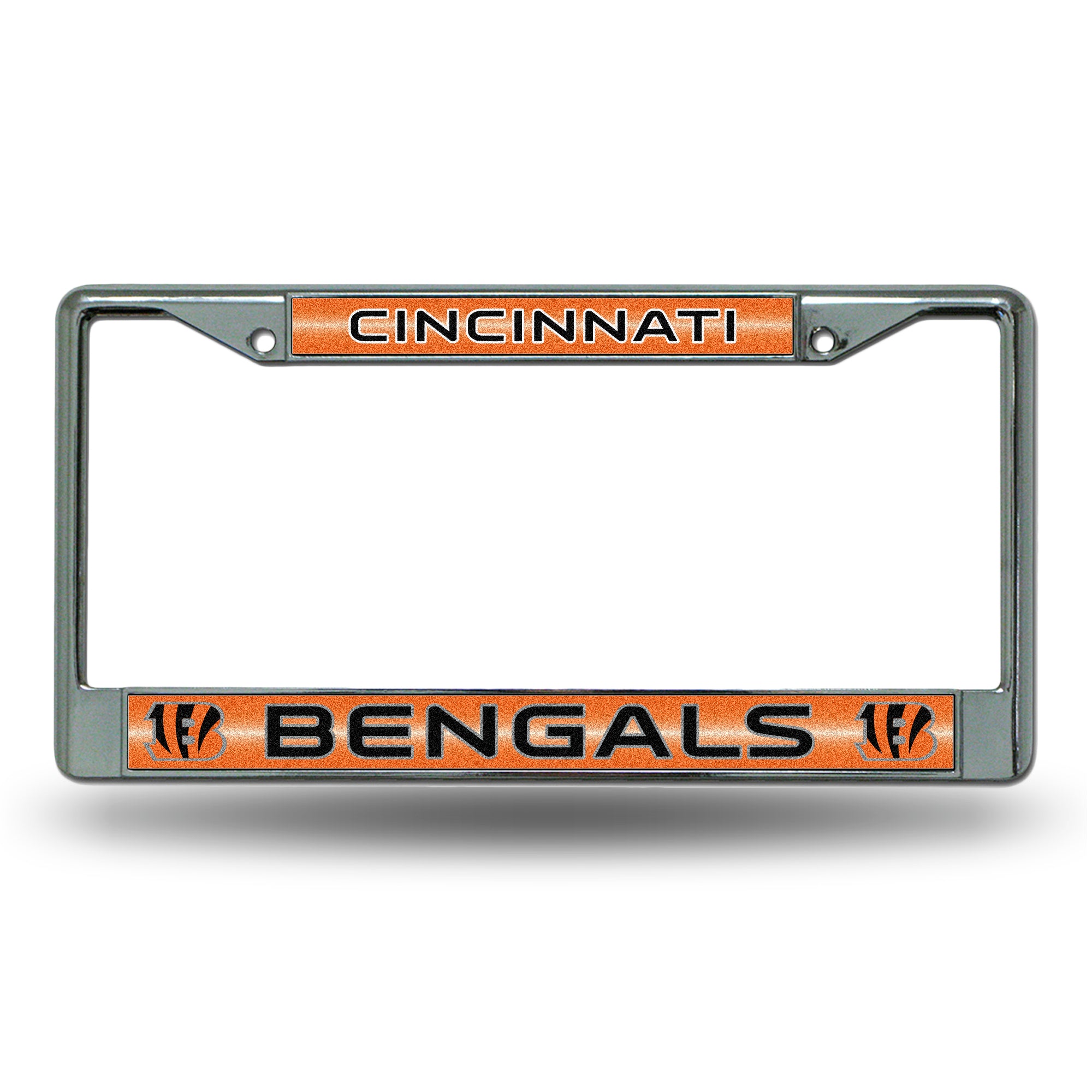 NFL Football Cincinnati Bengals Classic 12" x 6" Silver Bling Chrome Car/Truck/SUV Auto Accessory