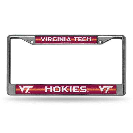NCAA  Virginia Tech Hokies Classic 12" x 6" Silver Bling Chrome Car/Truck/SUV Auto Accessory