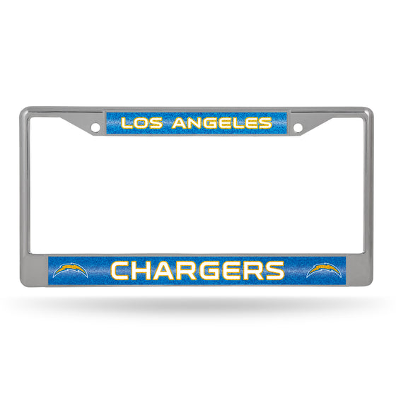 NFL Football Los Angeles Chargers Classic 12" x 6" Silver Bling Chrome Car/Truck/SUV Auto Accessory
