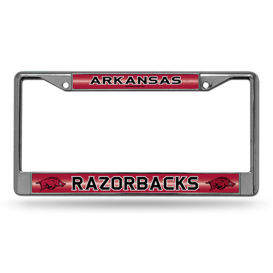 NCAA  Arkansas Razorbacks Classic 12" x 6" Silver Bling Chrome Car/Truck/SUV Auto Accessory