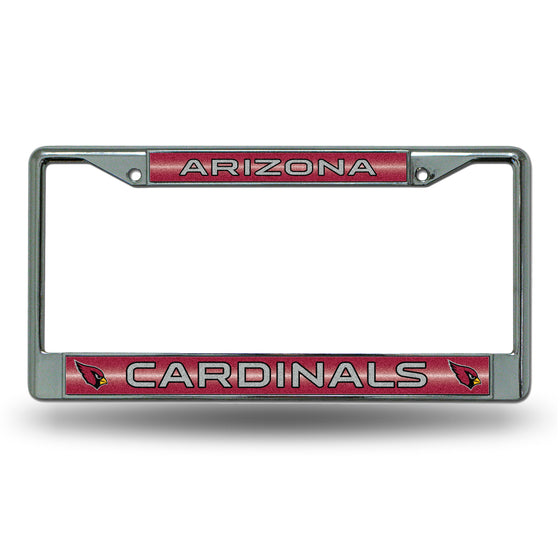 NFL Football Arizona Cardinals Classic 12" x 6" Silver Bling Chrome Car/Truck/SUV Auto Accessory