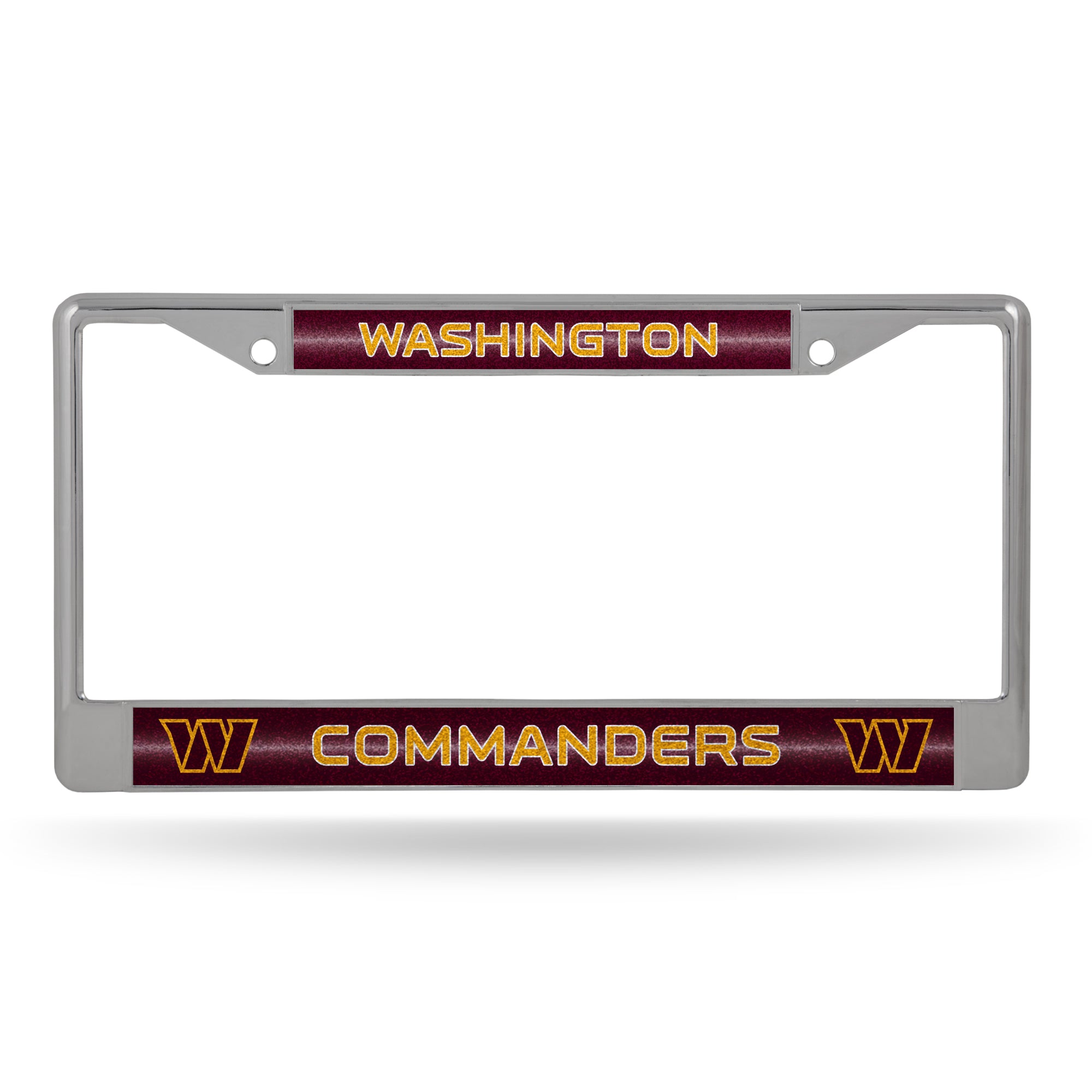 NFL Football Washington Commanders Classic 12" x 6" Silver Bling Chrome Car/Truck/SUV Auto Accessory