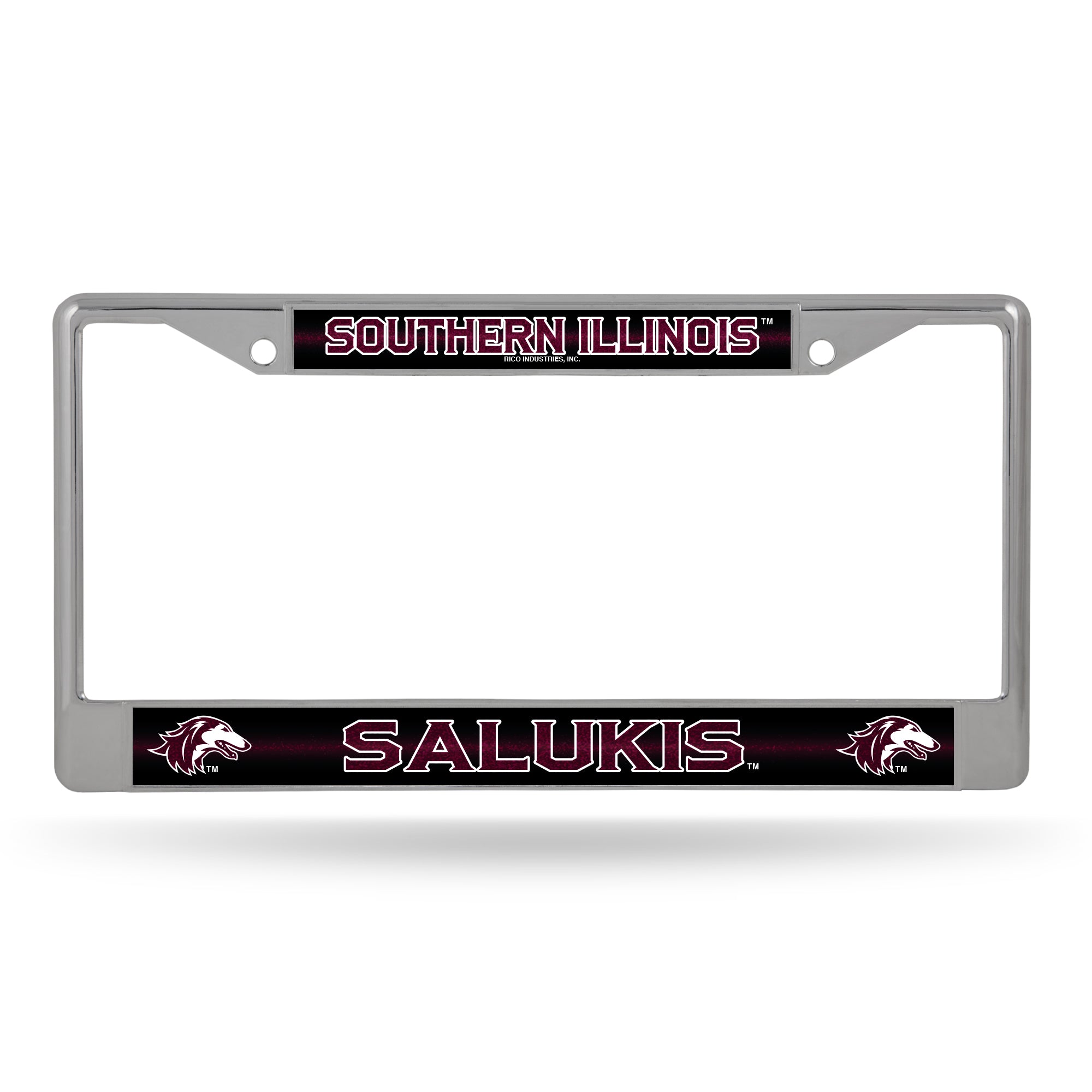 NCAA  Southern Illinois Salukis Classic 12" x 6" Silver Bling Chrome Car/Truck/SUV Auto Accessory