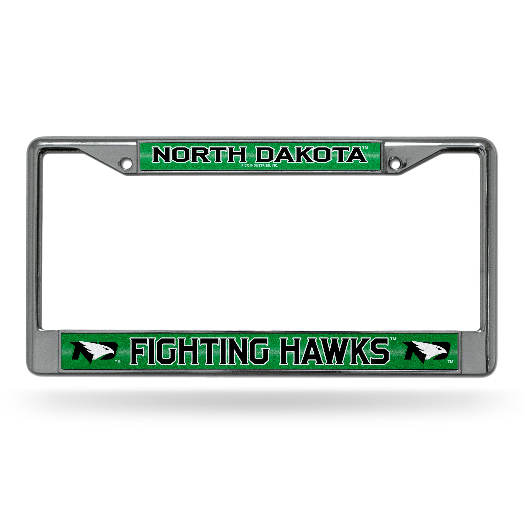NCAA  North Dakota Fighting Hawks Classic 12" x 6" Silver Bling Chrome Car/Truck/SUV Auto Accessory