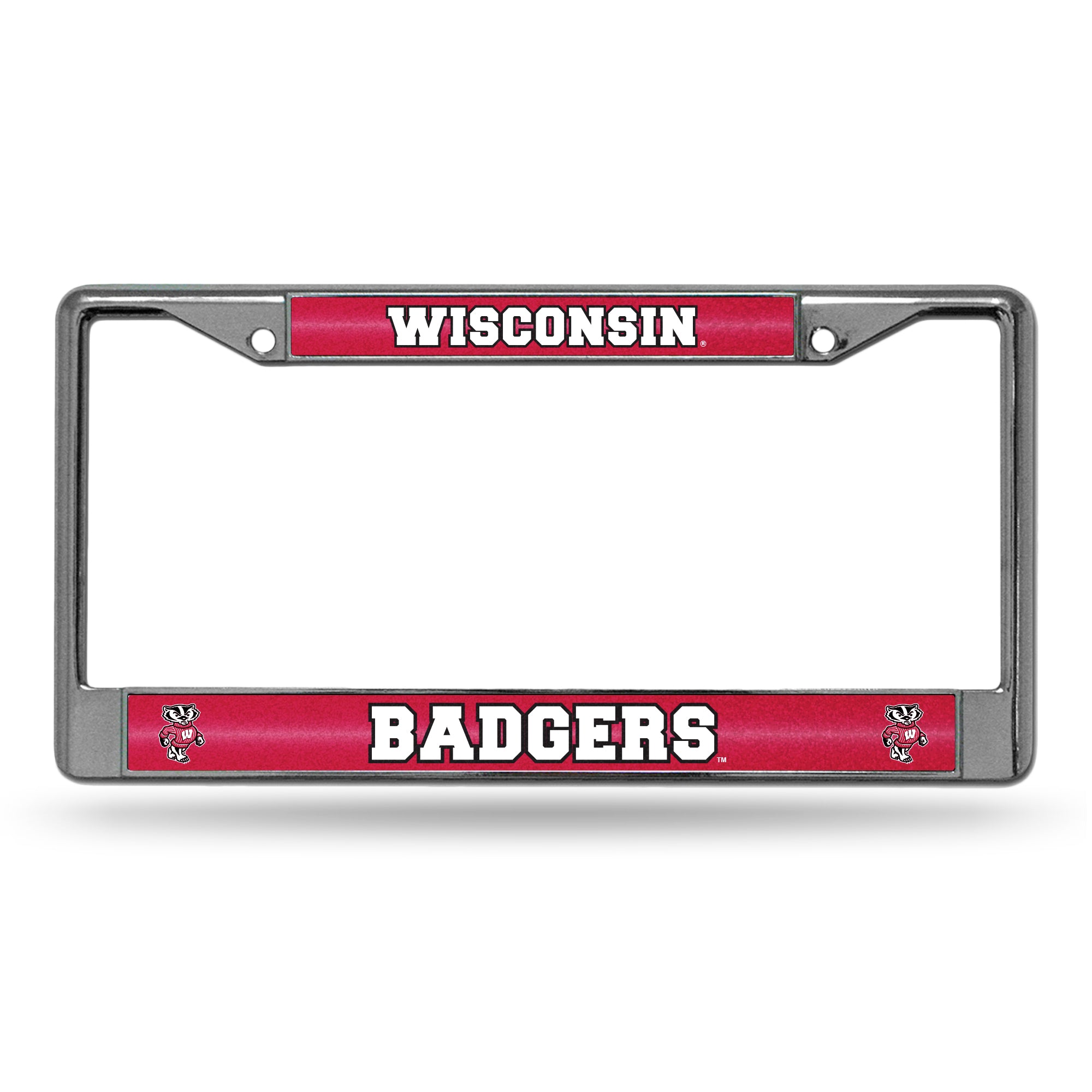 NCAA  Wisconsin Badgers Classic 12" x 6" Silver Bling Chrome Car/Truck/SUV Auto Accessory