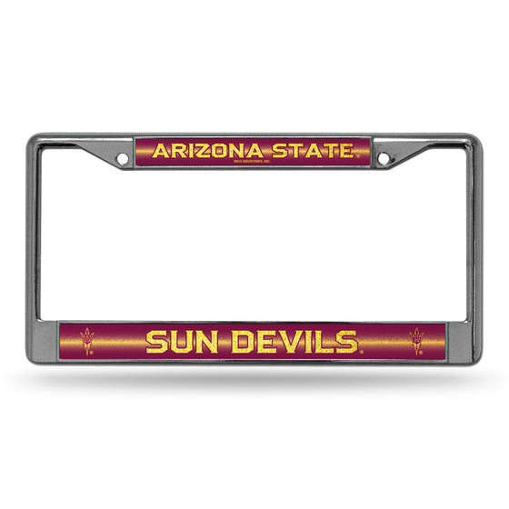 NCAA  Arizona State Sun Devils Classic 12" x 6" Silver Bling Chrome Car/Truck/SUV Auto Accessory