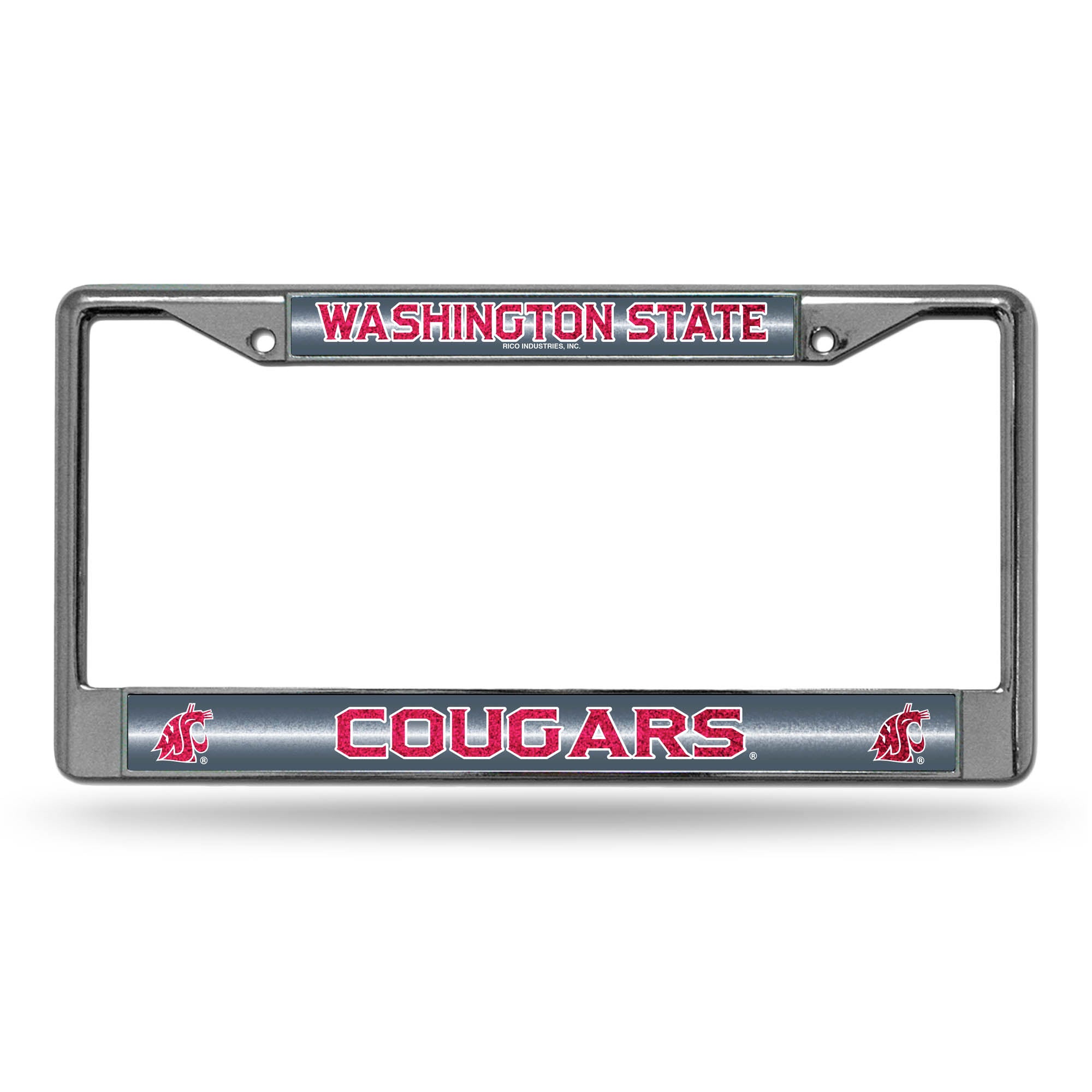 NCAA  Washington State Cougars Classic 12" x 6" Silver Bling Chrome Car/Truck/SUV Auto Accessory