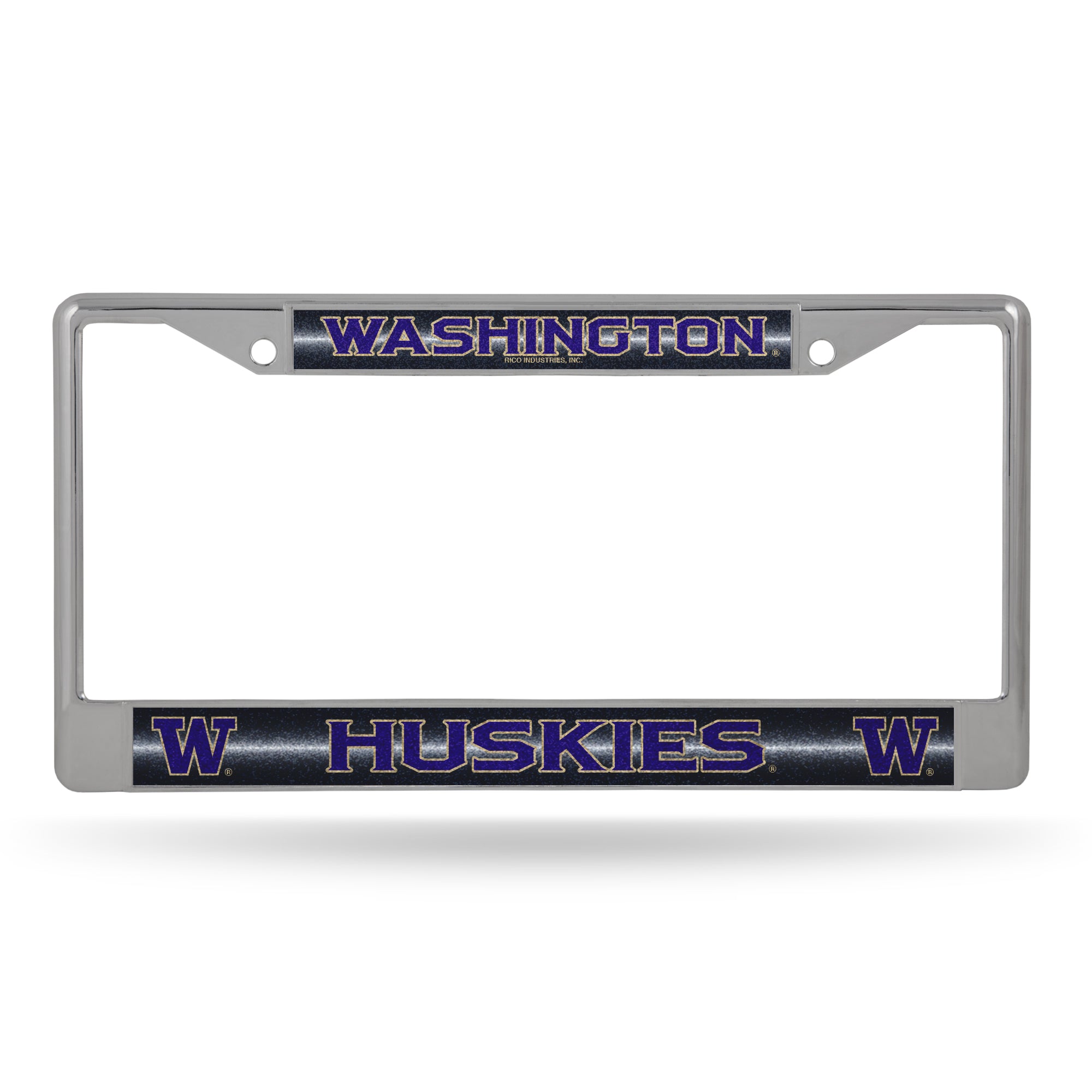 NCAA  Washington Huskies Classic 12" x 6" Silver Bling Chrome Car/Truck/SUV Auto Accessory