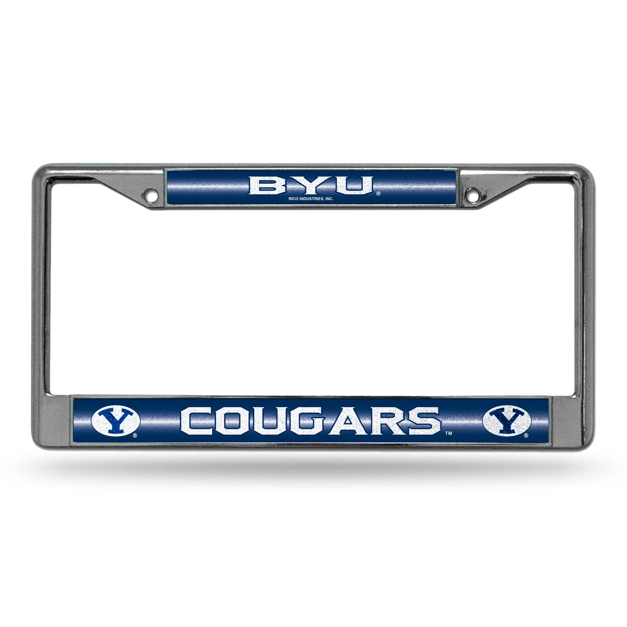 NCAA  BYU Cougars Classic 12" x 6" Silver Bling Chrome Car/Truck/SUV Auto Accessory