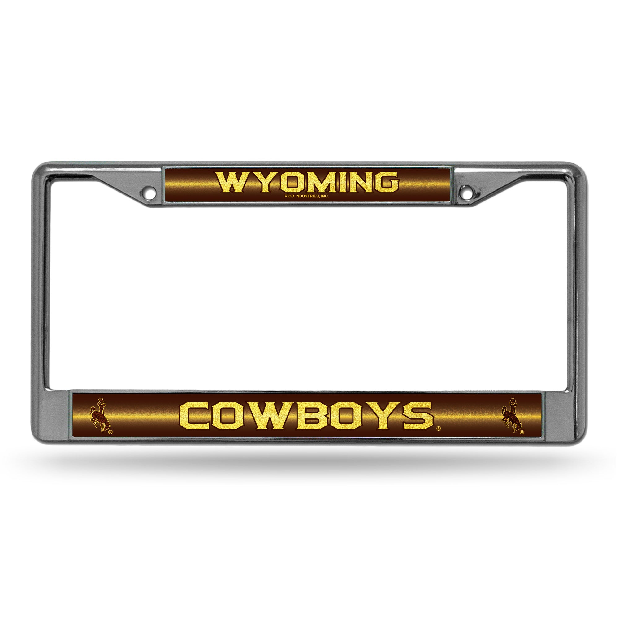 NCAA  Wyoming Cowboys Classic 12" x 6" Silver Bling Chrome Car/Truck/SUV Auto Accessory