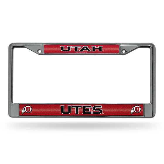 NCAA  Utah Utes Classic 12" x 6" Silver Bling Chrome Car/Truck/SUV Auto Accessory