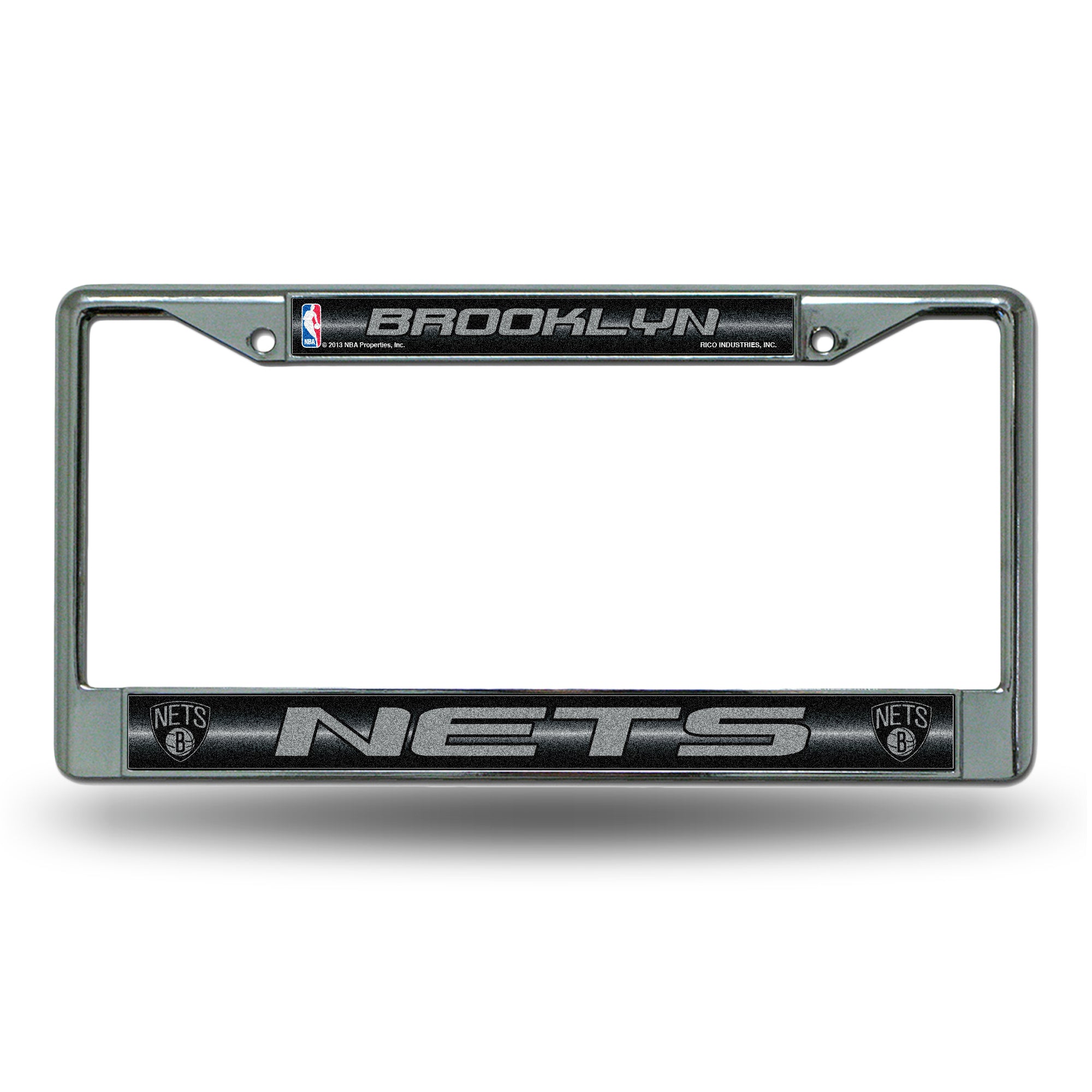 NBA Basketball Brooklyn Nets Classic 12" x 6" Silver Bling Chrome Car/Truck/SUV Auto Accessory
