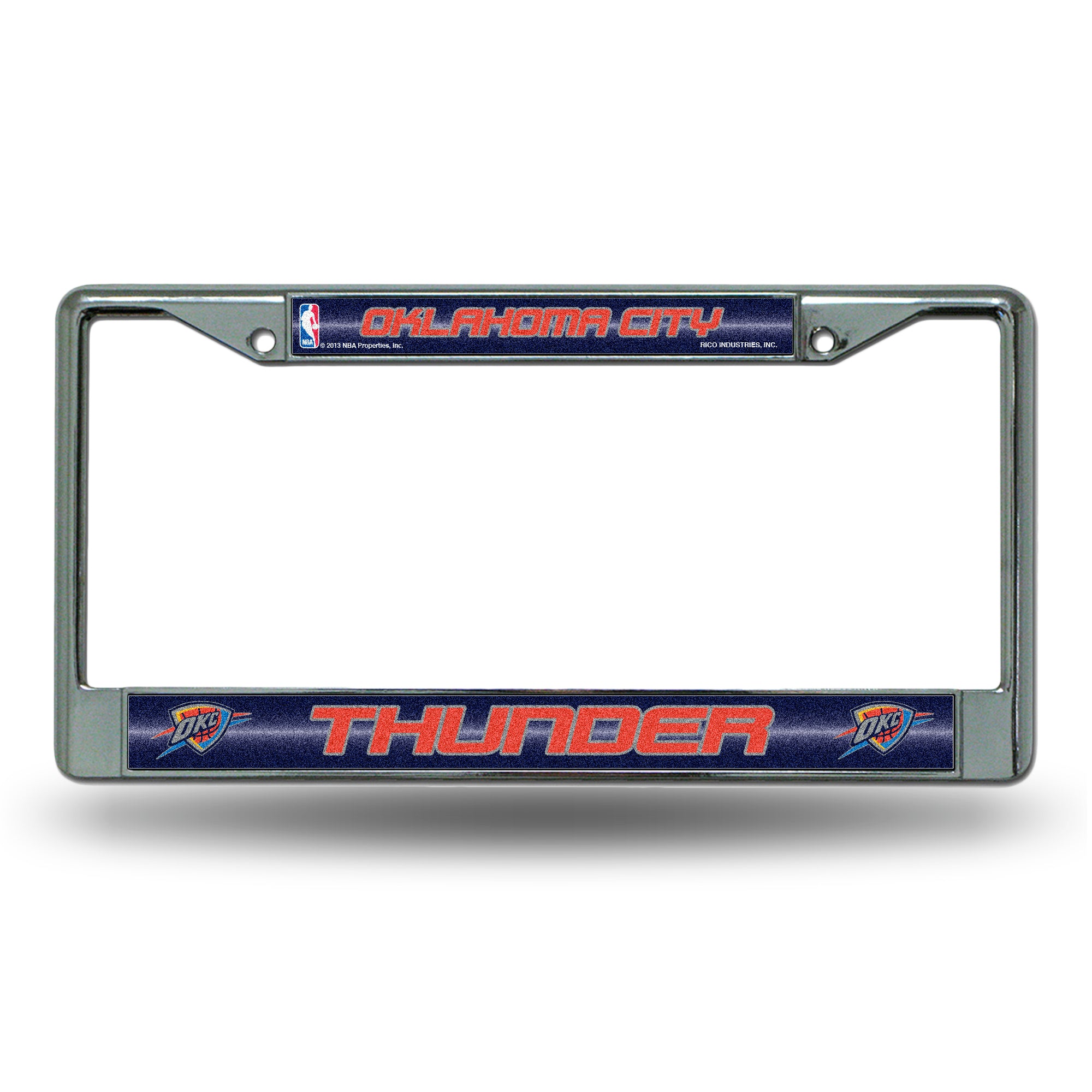 NBA Basketball Oklahoma City Thunder Classic 12" x 6" Silver Bling Chrome Car/Truck/SUV Auto Accessory