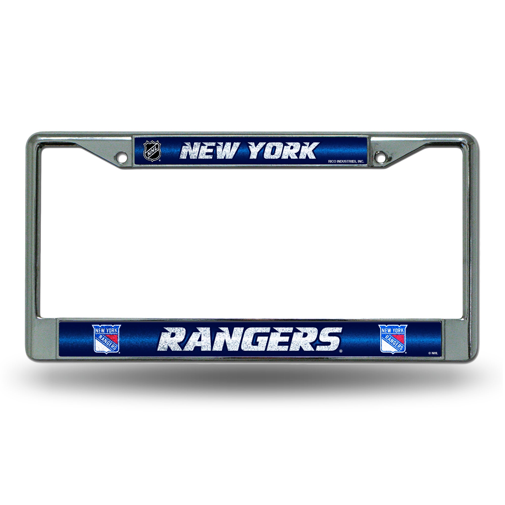 NHL Hockey New York Rangers Classic 12" x 6" Silver Bling Chrome Car/Truck/SUV Auto Accessory