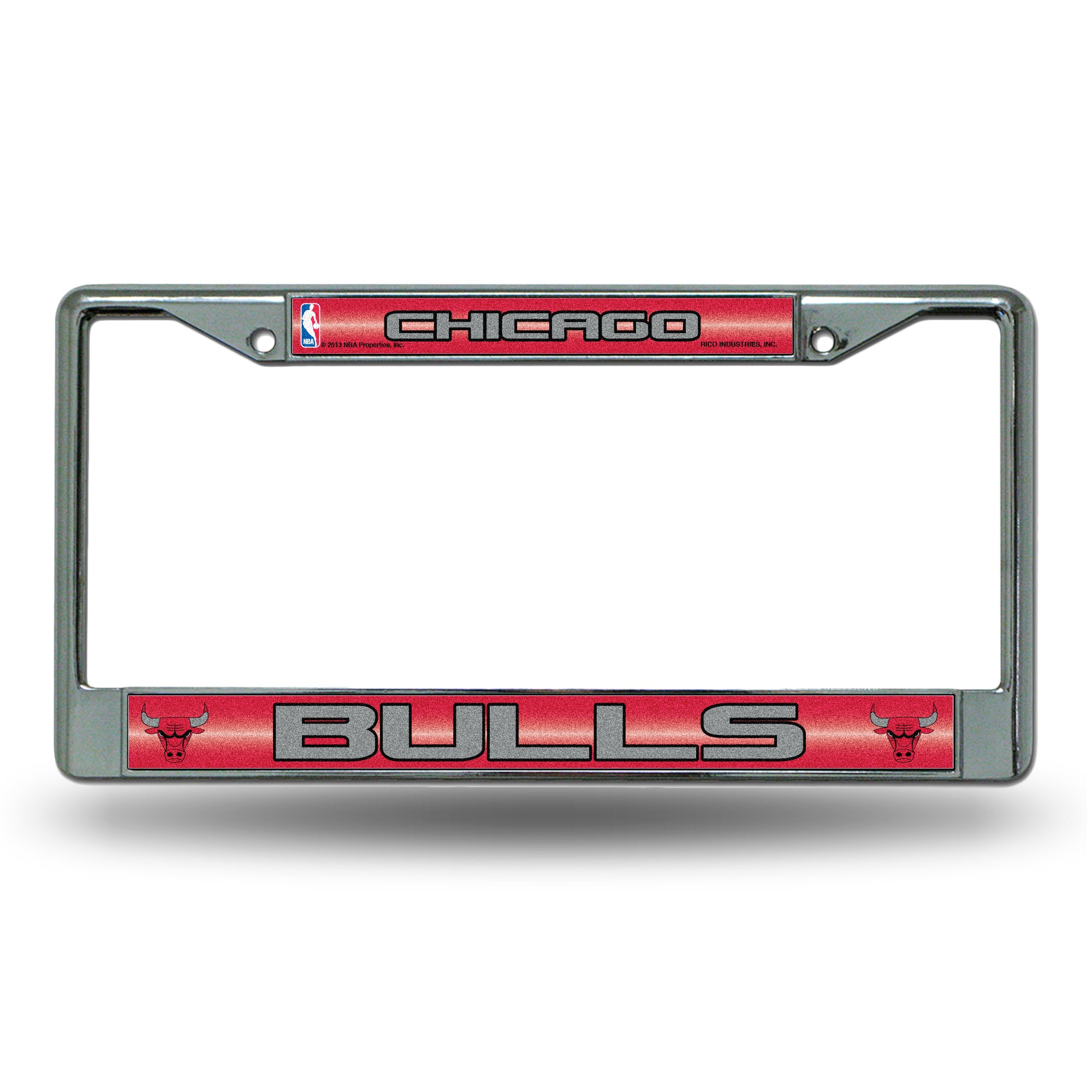 NBA Basketball Chicago Bulls Classic 12" x 6" Silver Bling Chrome Car/Truck/SUV Auto Accessory