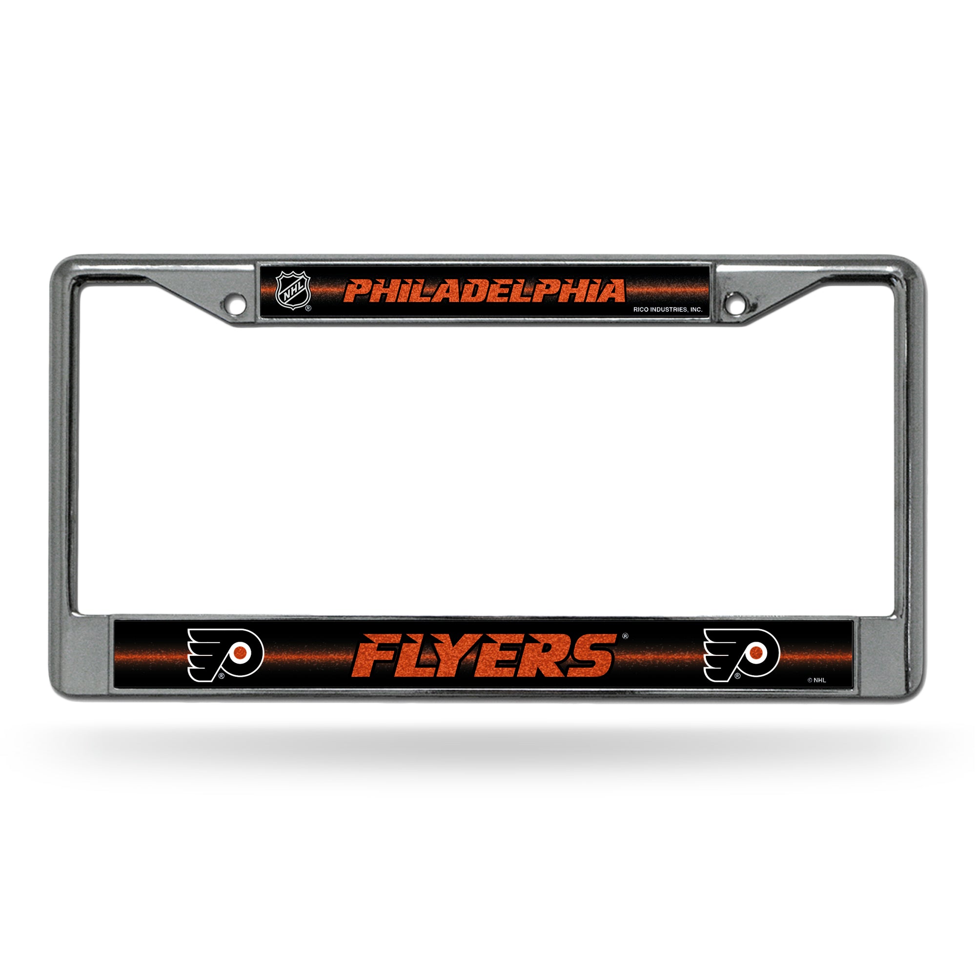 NHL Hockey Philadelphia Flyers Classic 12" x 6" Silver Bling Chrome Car/Truck/SUV Auto Accessory
