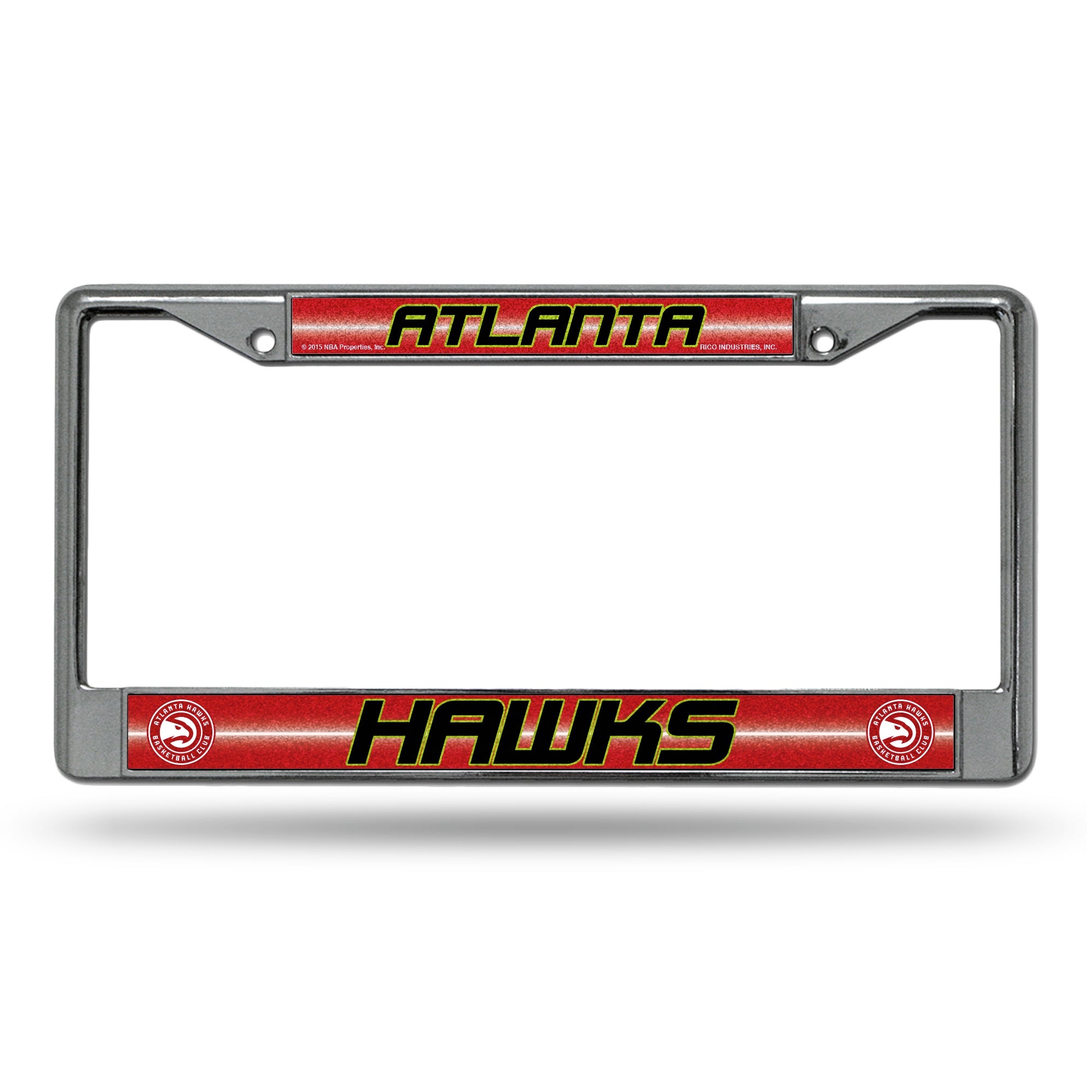 NBA Basketball Atlanta Hawks Classic 12" x 6" Silver Bling Chrome Car/Truck/SUV Auto Accessory