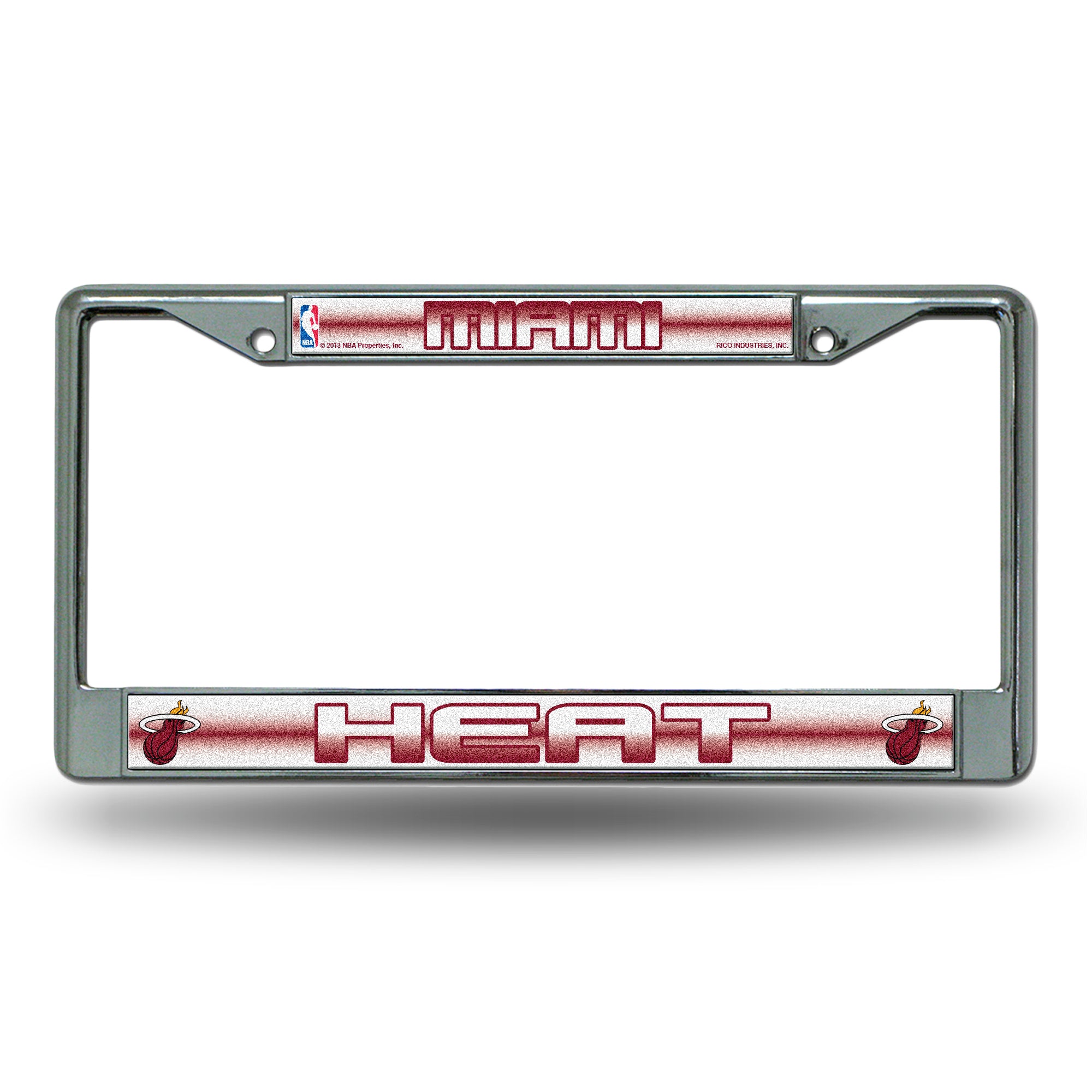 NBA Basketball Miami Heat Classic 12" x 6" Silver Bling Chrome Car/Truck/SUV Auto Accessory
