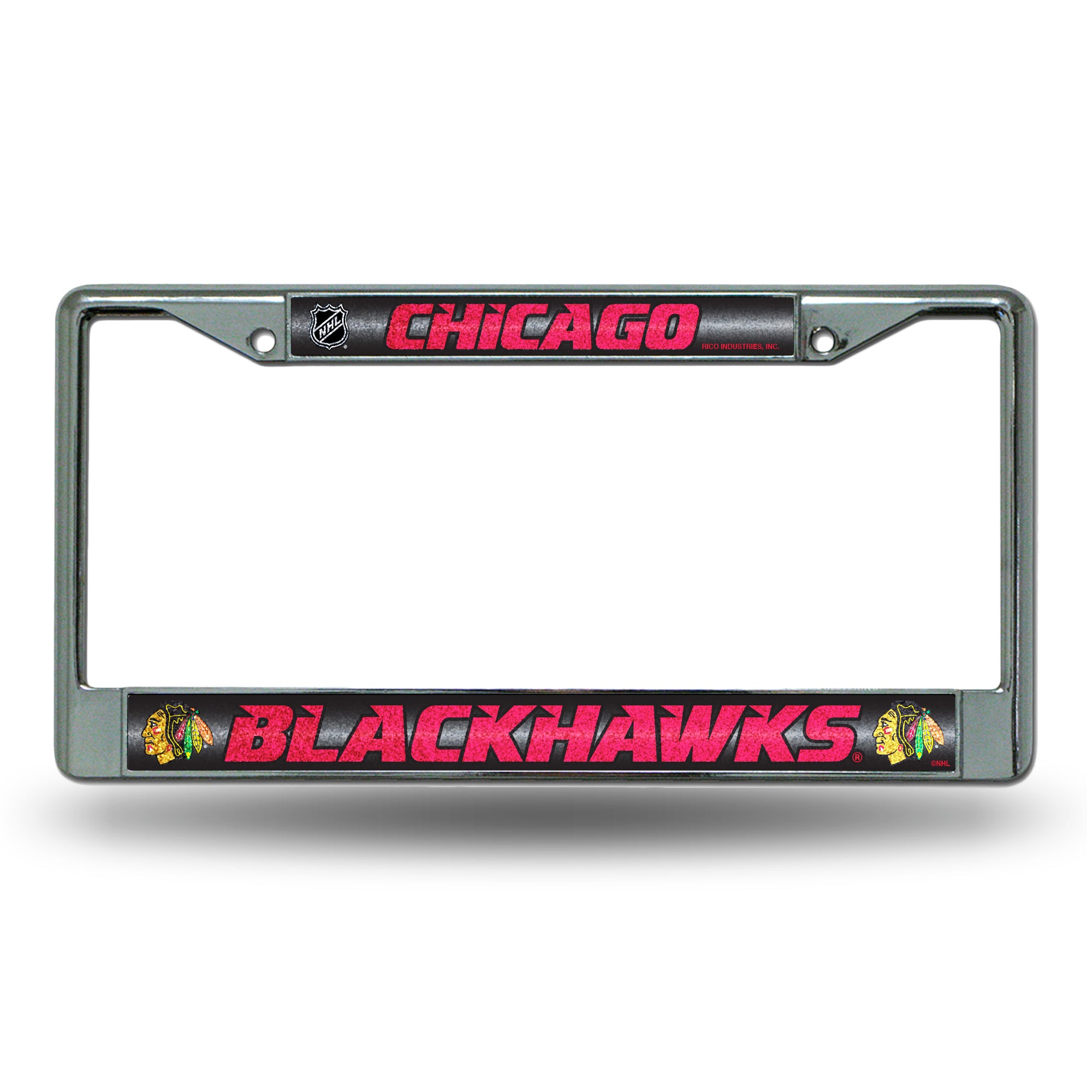 NHL Hockey Chicago Blackhawks Classic 12" x 6" Silver Bling Chrome Car/Truck/SUV Auto Accessory