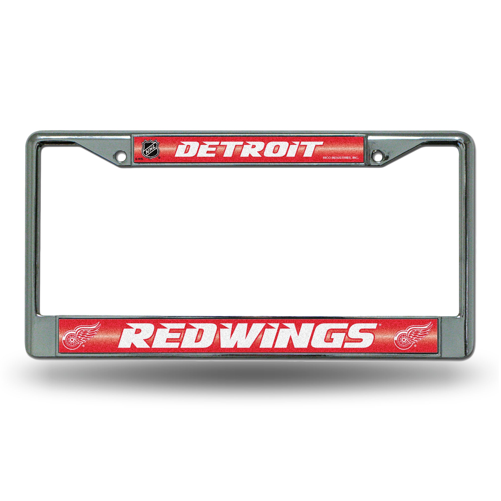 NHL Hockey Detroit Red Wings Classic 12" x 6" Silver Bling Chrome Car/Truck/SUV Auto Accessory