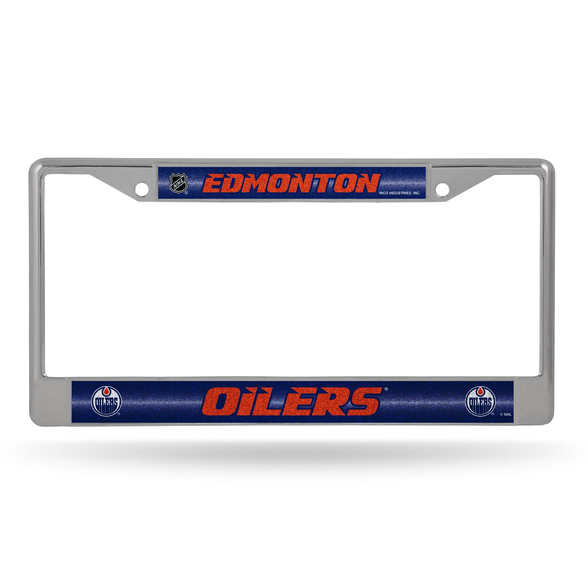 NHL Hockey Edmonton Oilers Classic 12" x 6" Silver Bling Chrome Car/Truck/SUV Auto Accessory