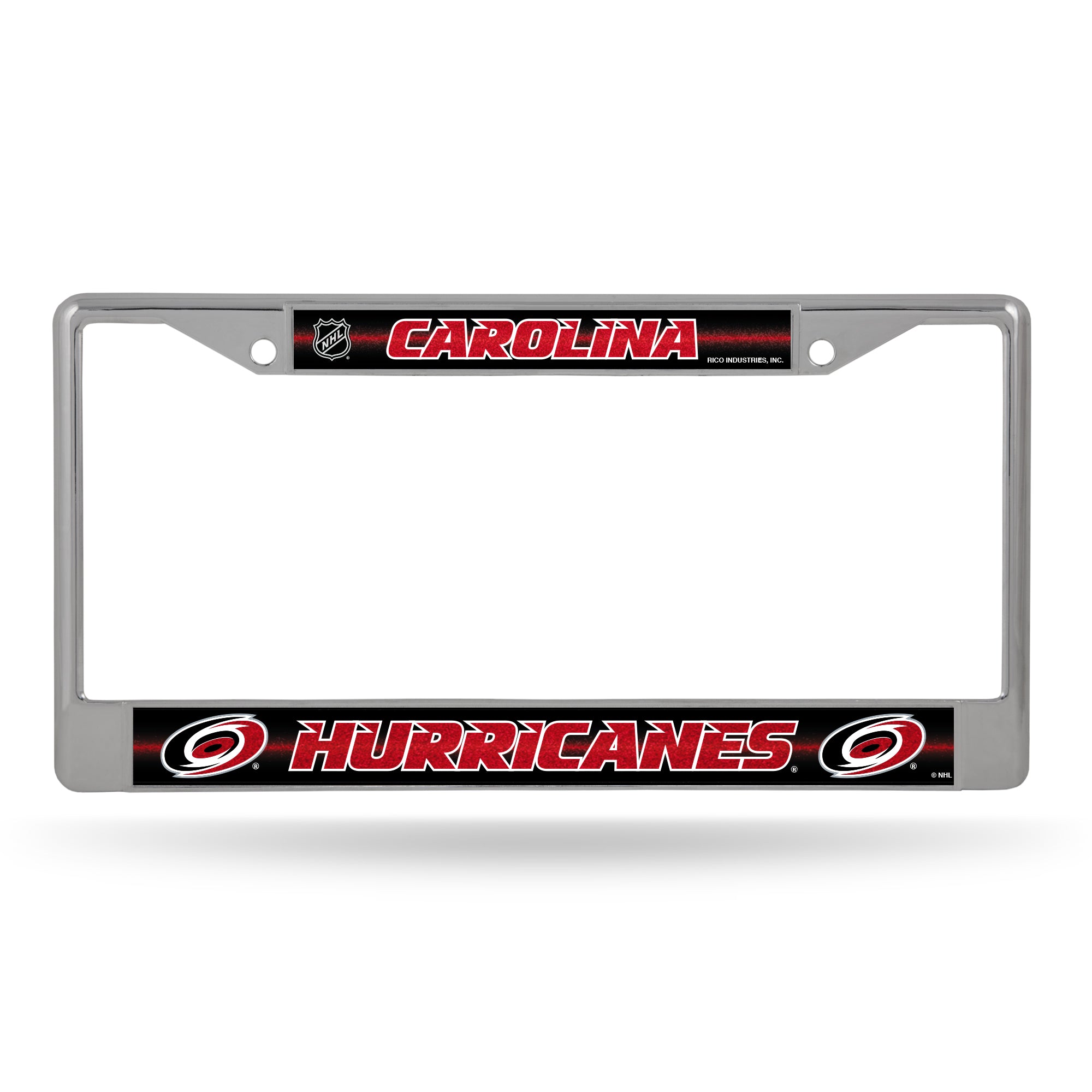 NHL Hockey Carolina Hurricanes Classic 12" x 6" Silver Bling Chrome Car/Truck/SUV Auto Accessory
