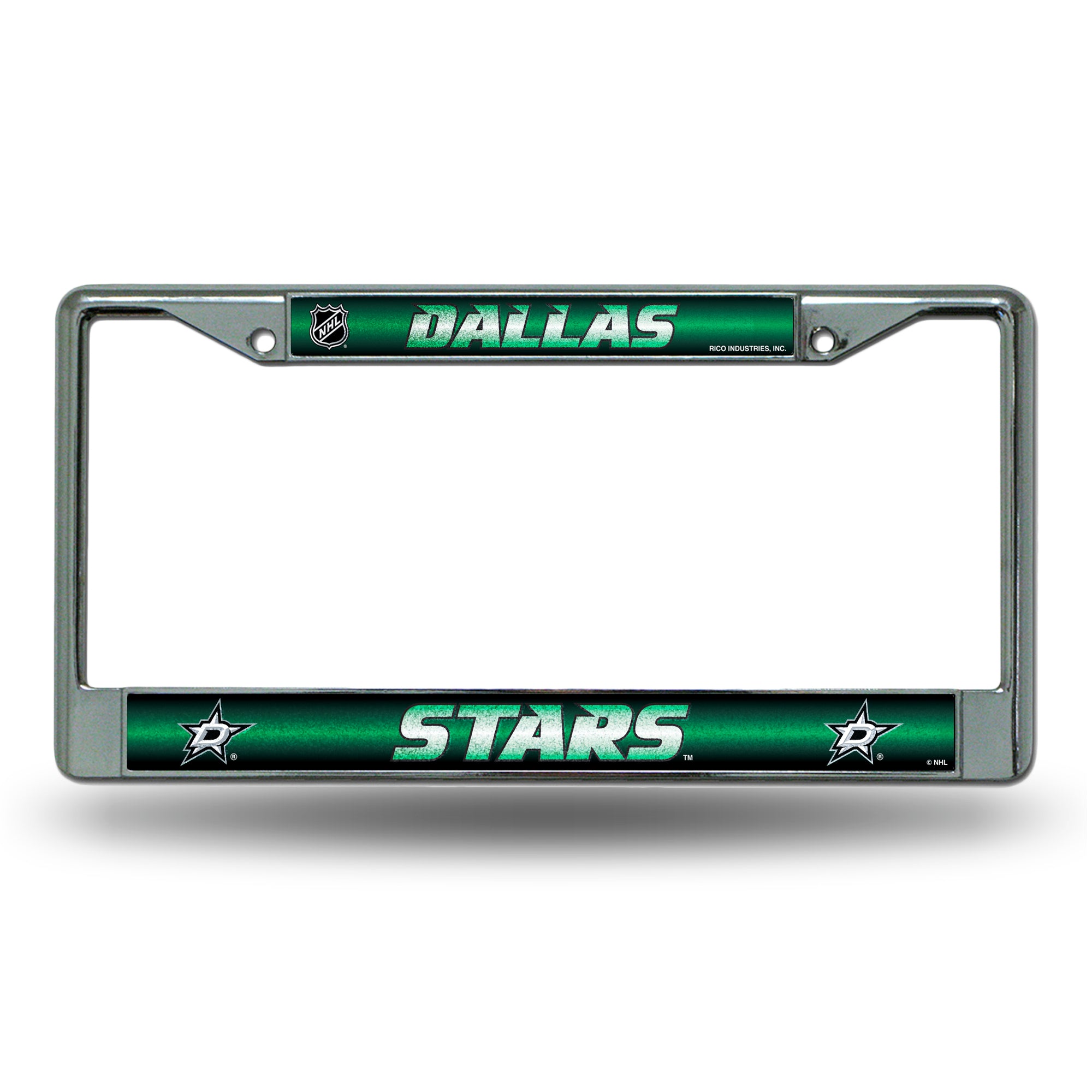 NHL Hockey Dallas Stars  12" x 6" Silver Bling Chrome Car/Truck/SUV Auto Accessory