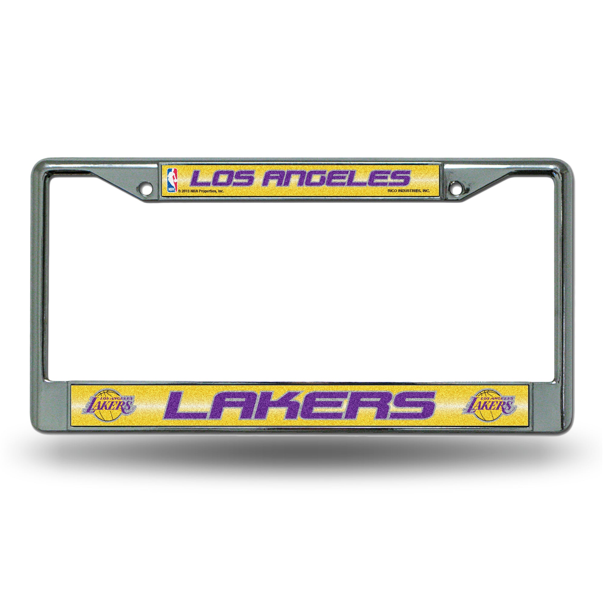 NBA Basketball Los Angeles Lakers Classic 12" x 6" Silver Bling Chrome Car/Truck/SUV Auto Accessory
