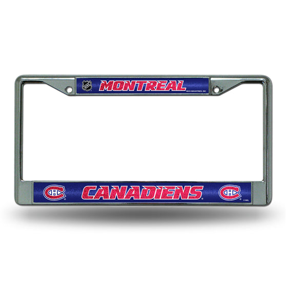 NHL Hockey Montreal Canadiens Classic 12" x 6" Silver Bling Chrome Car/Truck/SUV Auto Accessory