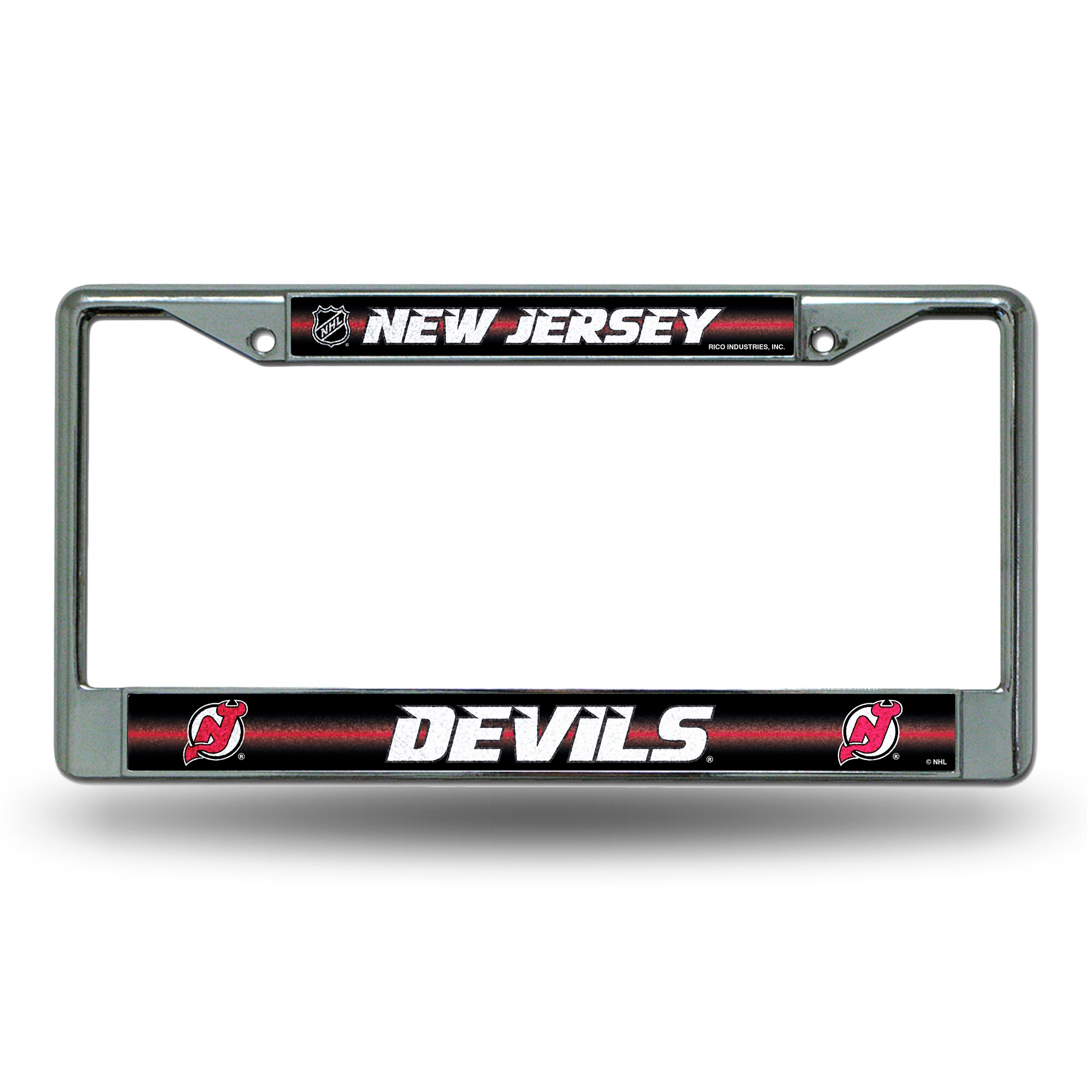 NHL Hockey New Jersey Devils Classic 12" x 6" Silver Bling Chrome Car/Truck/SUV Auto Accessory