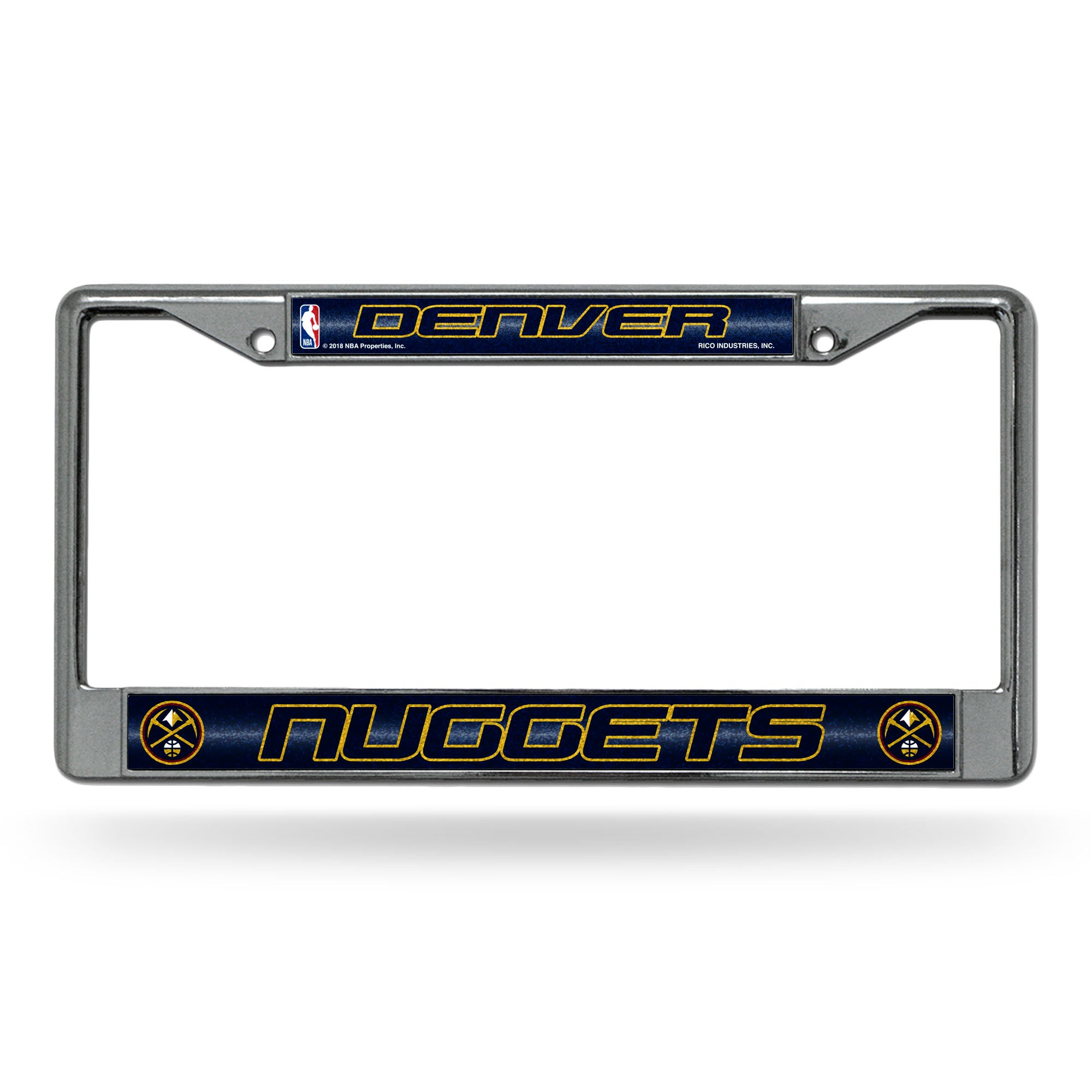 NBA Basketball Denver Nuggets Classic 12" x 6" Silver Bling Chrome Car/Truck/SUV Auto Accessory