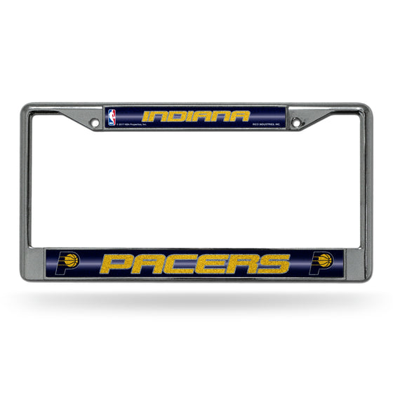 NBA Basketball Indiana Pacers Classic 12" x 6" Silver Bling Chrome Car/Truck/SUV Auto Accessory