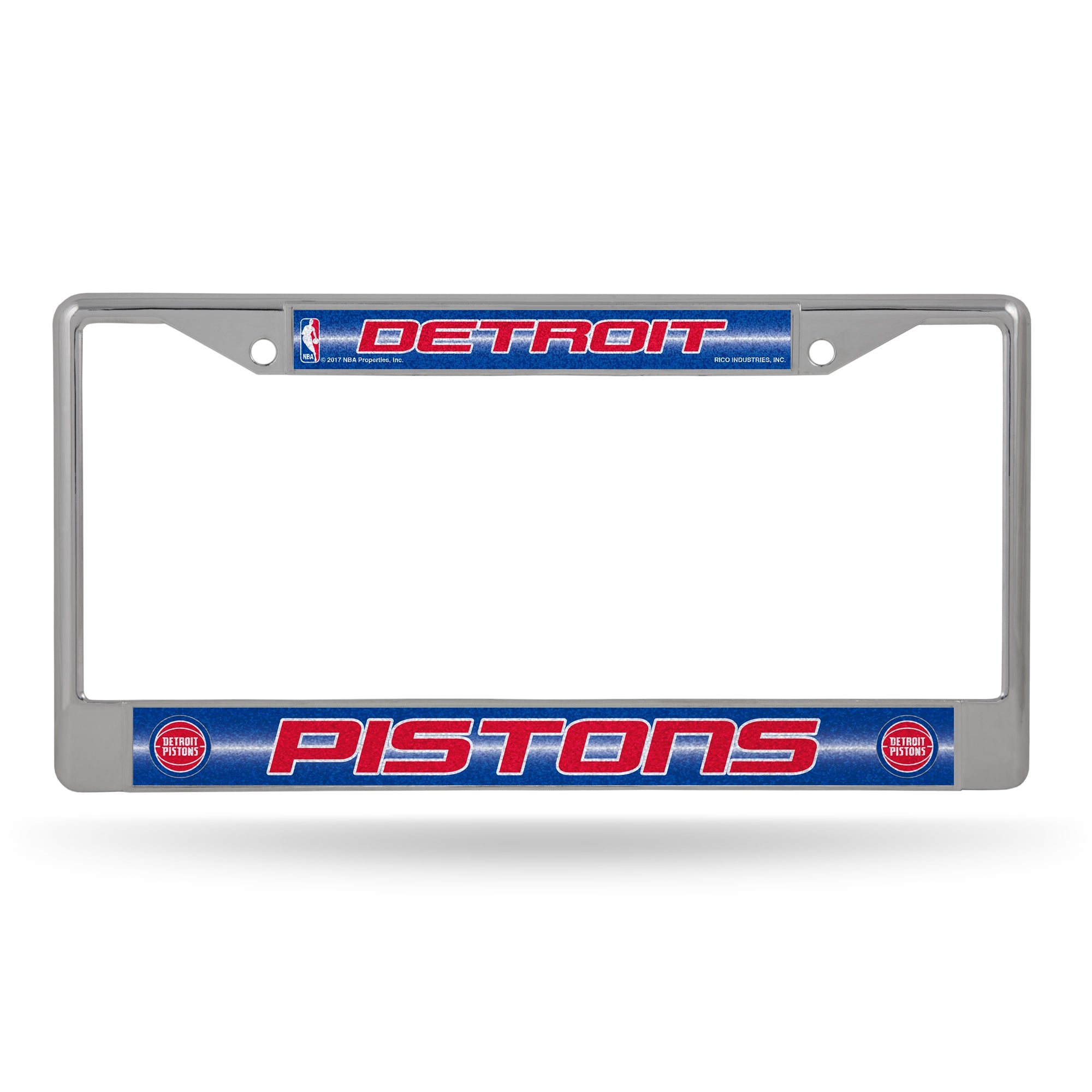 NBA Basketball Detroit Pistons Classic 12" x 6" Silver Bling Chrome Car/Truck/SUV Auto Accessory