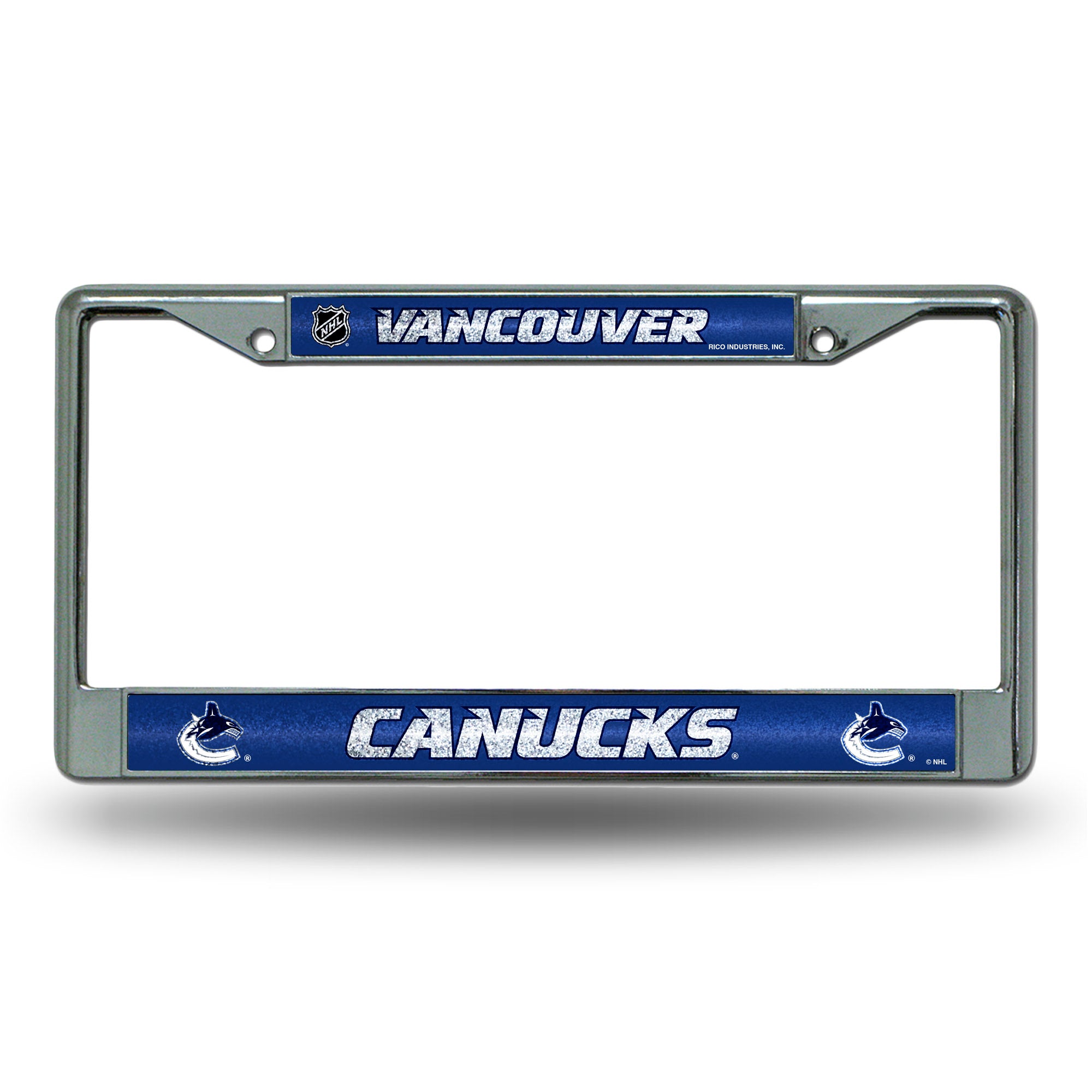 NHL Hockey Vancouver Canucks Classic 12" x 6" Silver Bling Chrome Car/Truck/SUV Auto Accessory