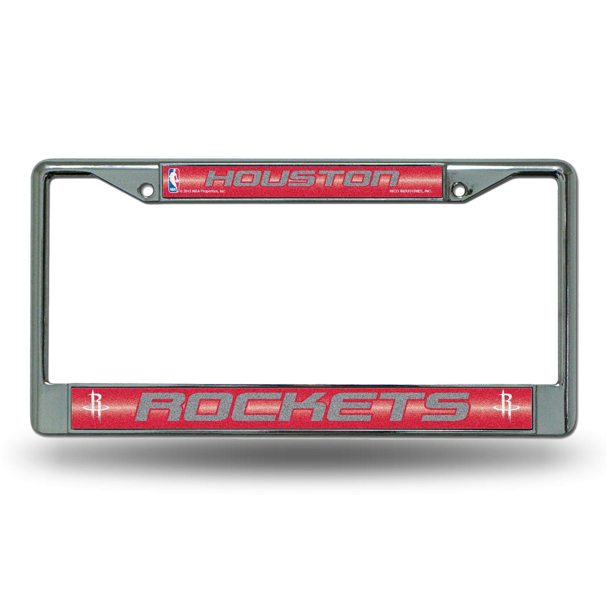 NBA Basketball Houston Rockets Classic 12" x 6" Silver Bling Chrome Car/Truck/SUV Auto Accessory