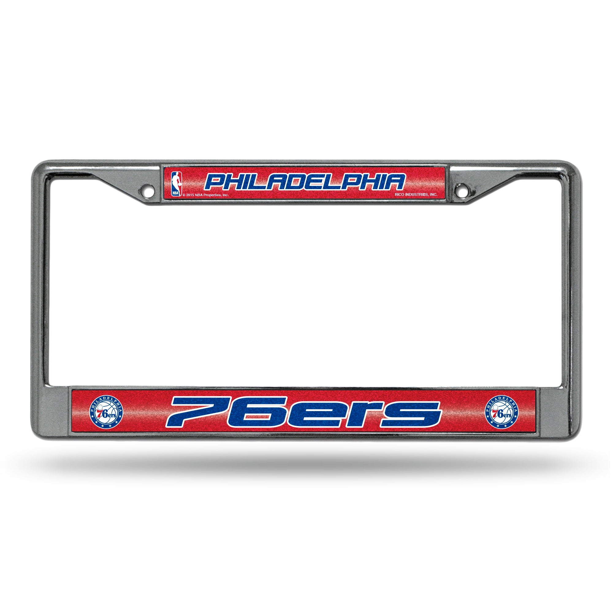 NBA Basketball Philadelphia 76ers Classic 12" x 6" Silver Bling Chrome Car/Truck/SUV Auto Accessory