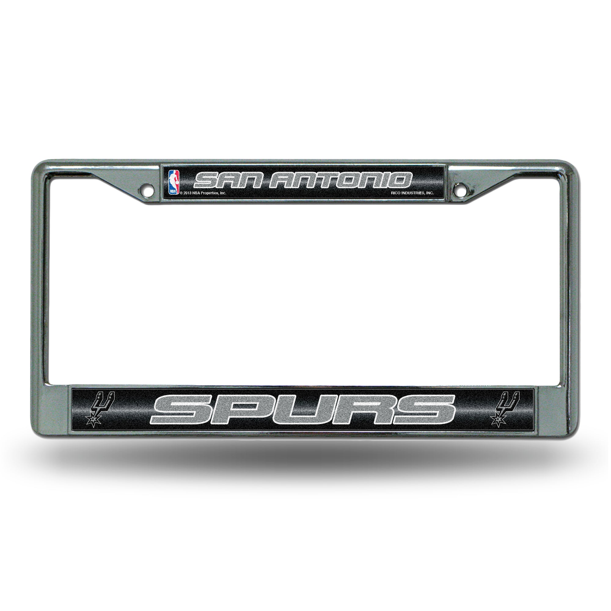 NBA Basketball San Antonio Spurs Classic 12" x 6" Silver Bling Chrome Car/Truck/SUV Auto Accessory
