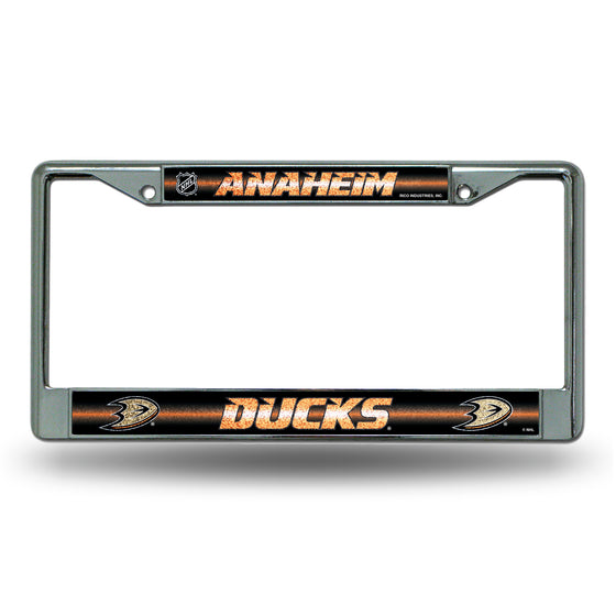 NHL Hockey Anaheim Ducks Classic 12" x 6" Silver Bling Chrome Car/Truck/SUV Auto Accessory